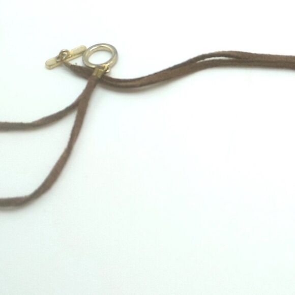 3 Strand Beaded Necklace Silver-tone Round Spacers & Spikes on 2 Leather Cords - Picture 6 of 16